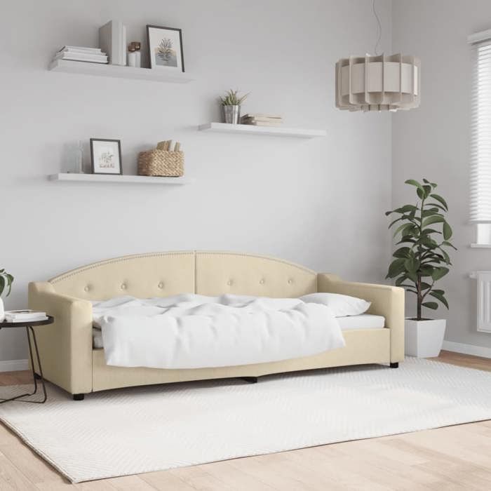 Lit journée/Lit de repos/1 place - Intemporel - crème 80x200 cm tissuCdiscount2025 FAFA 7693762