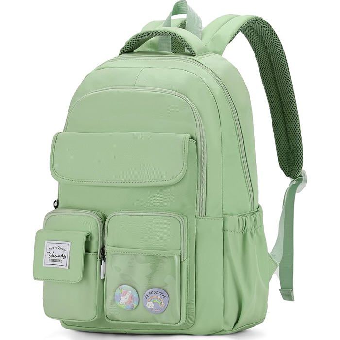 Cartable Primaire/Collège VASCHY Garçon Fille - Grand Sac à Dos Antivol 18L Avec Poches Multiples, Badges Et Poche Transparente - 7-15 Ans