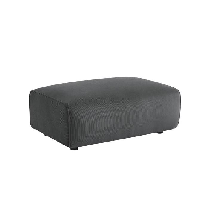 Pouf. module pour canapé. repose-pieds pour canapé 3 places en velours côtelé gris foncé. L 102 x P 70 x H 41cm - Wallas