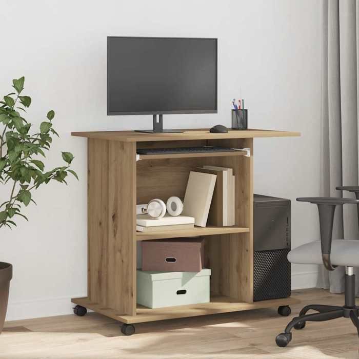 CLARENCE® Bureau informatique - Table dordinateur - chêne artisanal - 80x50x75 cm - bois ingénierie LL0169