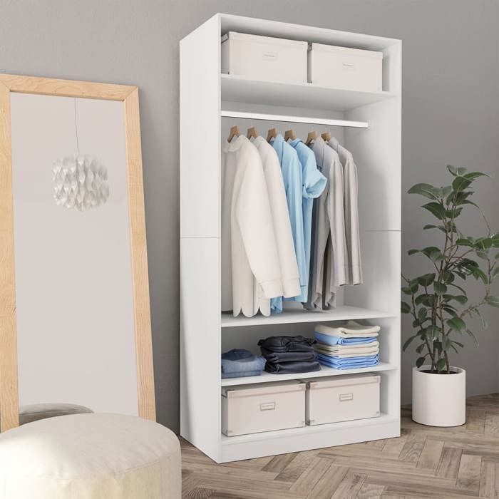 Solde dautomneGarde-robe - RUIGOU - Armoire dapothicaire/Armoire chambre Blanc 100 x 50 x 200cm Bois dingénierie LEM59916