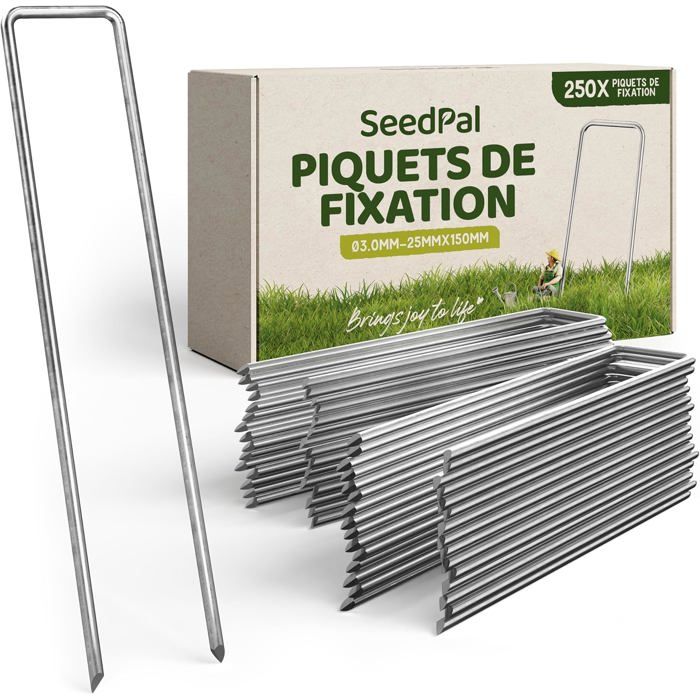 SeedPal Piquets de Fixation en Acier Galvanisé (250 Pièces