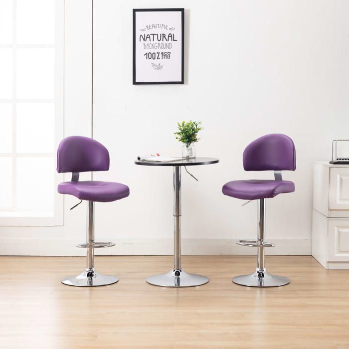 WORD Design Tabourets de bar 2 pcs Violet Similicu Tabourets de bar lot de 2 violet similicuir 31224