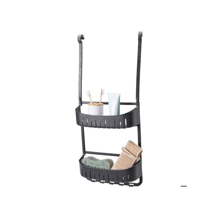 Etagère de salle de bain suspendue avec ventouses gris