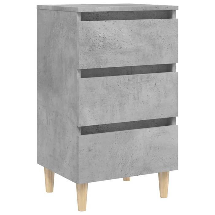 “Winter SaleTOP Armoire de lit Gris - Table de chevet avec pieds en bois solide gris béton 40x35x69cm PRO68274