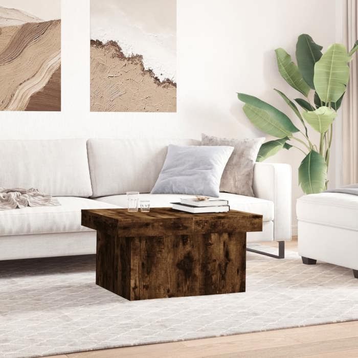 Table basse bar contemporaine - vidaxl - Rangement intégré - Chêne fumé - 100x55x40 cm - Bois dingénierie