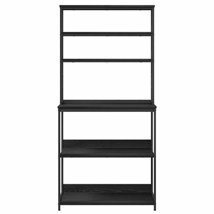 Bibliothèque SOLOMOON CHIC Étagère de cuisine Chêne noir 80x40x168 cm BB510