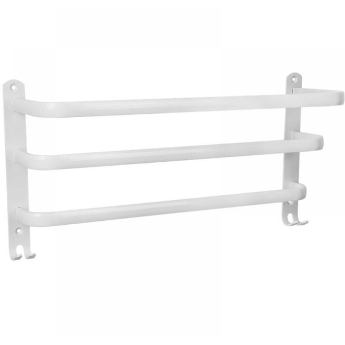Porte-Serviettes Mural de Salle de Bain Porte-Serviettes Aluminium avec 3 barres 60×21.5×7.5cm Blanc