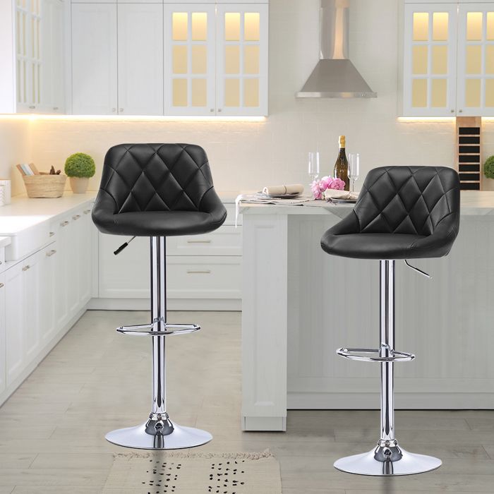 Lot de 2 Tabouret de Bar PIPIPOXER Chaises de Bar en Métal et SimiliCuir Hauteur réglable 38x37x84-104 cm Noir