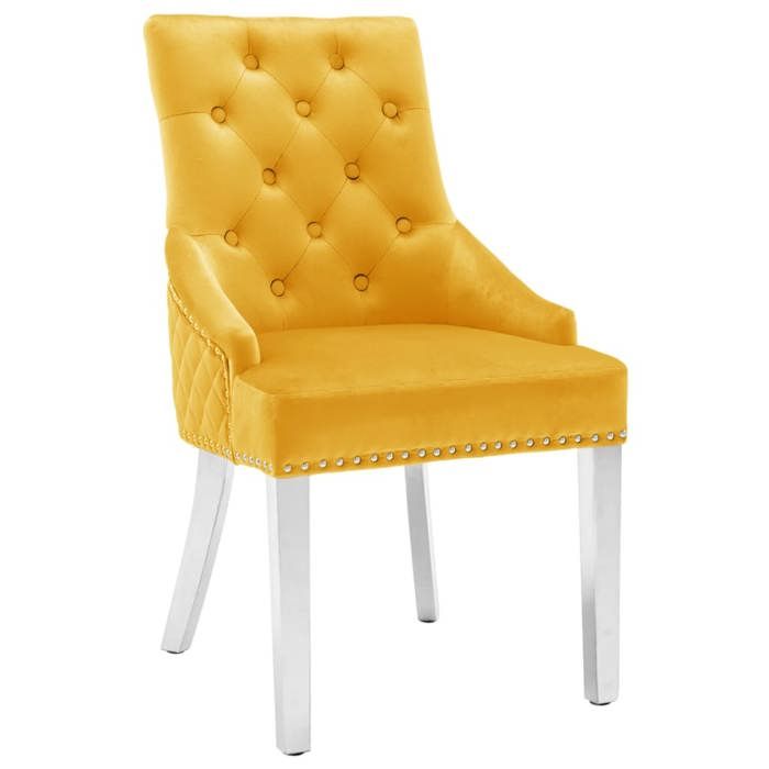 Promo février CHIC Chaises à manger JILL pour cuisine Set de 2 jaune velours 52x62x94 cm CCC804