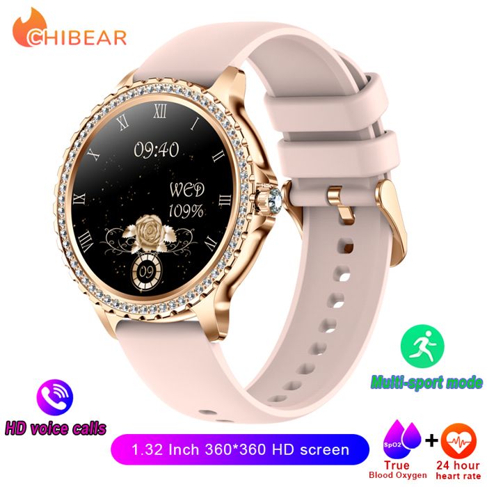 Montre connectée de sport pour femmes ChiBear Écran HD 360x360 Cadran personnalisé Fréquence cardiaque - vue 2