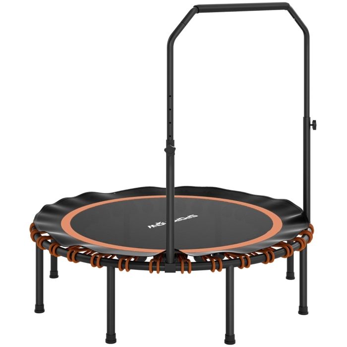 Trampoline de fitness - Barre réglable - Ø122 cm - Hauteur 109-129 cm - Pliable - Cordes élastiques haute résistance