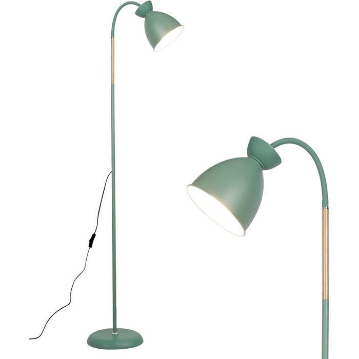 Lampadaire LED de salon Anten orientable à 360° culot E27 (ampoule non fournie) abat-jour ovale vert