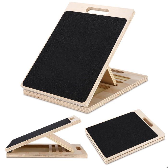 Planche d‘étirement en bois massif naturel 5 angles réglables Antidérapant 150 kg Pour yoga fitness bureau kiné