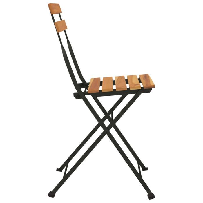 Chaises de bistrot pliantes - (lot de 2) - Meuble de Siège - Bois de teck solide acier CC1240
