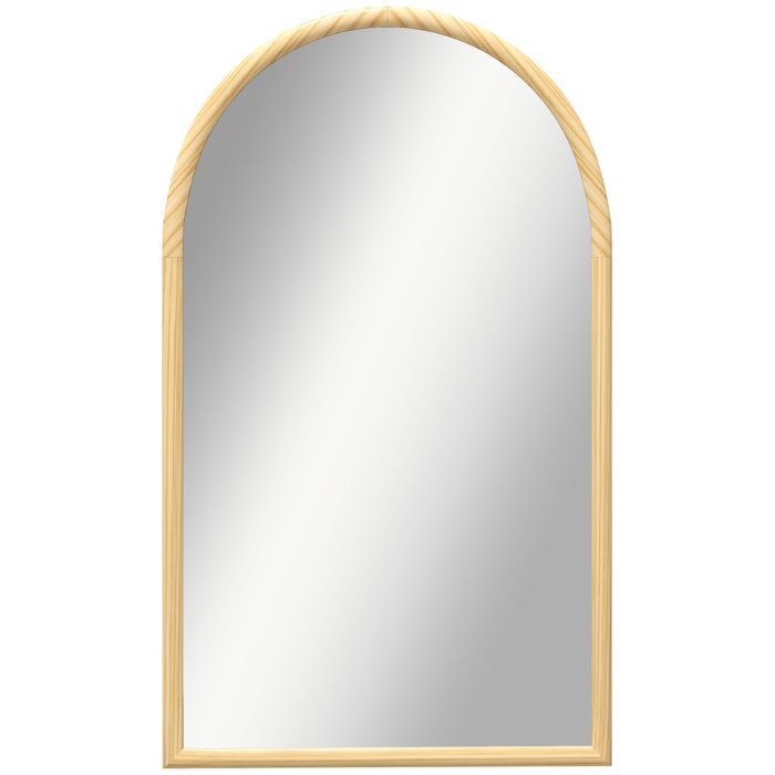 Miroir mural arche - HOMCOM - 110 x 65 cm Cadre en bois Miroir arqué pour le salon la chambre lentrée bois naturel