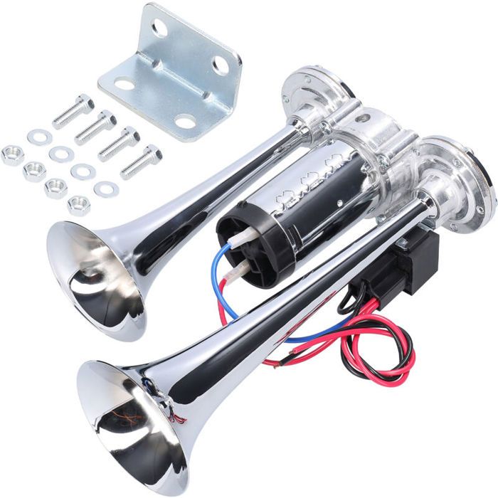 Klaxon de voiture 12 V 110 dB à double trompette avec compresseur dair et relais pour voiture camion SUV fourgonnette bateau