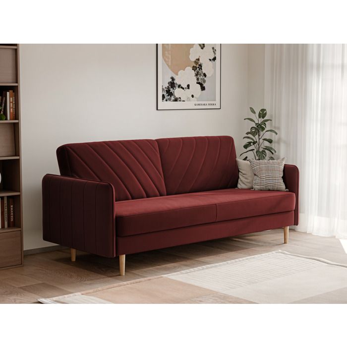 Canape Convertible COLETTE - 3 places - avec coffre de rangement - Moderne - Rouge