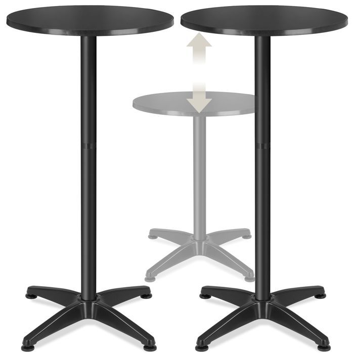 Table de bistrot - TECTAKE - Table de terrasse VIKTOR pliable en aluminium résistante aux intempéries 60 cm de diamètre - Noir