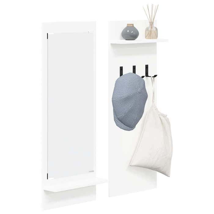Meuble Étagère - Blanc - Porte-manteau mural - 1 pc - Blanc 70x10x90 cm Bois dingénierie B5081
