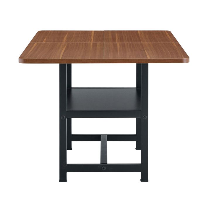 Table à manger rectangulaire de style industriel couleur noyer avec étagère de rangement multifonctionnelle 160 × 90 × 76 cm