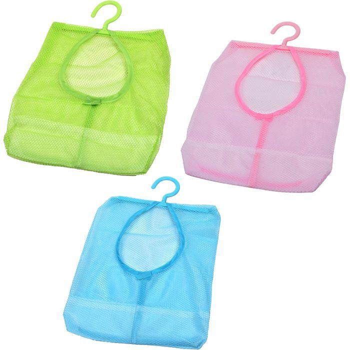 Lot de 3 Sacs de Rangement Suspendus en Filet 29x24 cm Organiseur Pince à Linge et Petits Articles