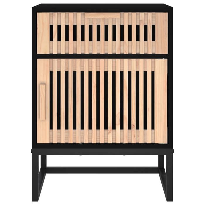 Cabinet de Lit Moderne Noir Table de chevet/nuit avec rangement noir 40x30x555 cm bois d’ingénierie et fer CC2533