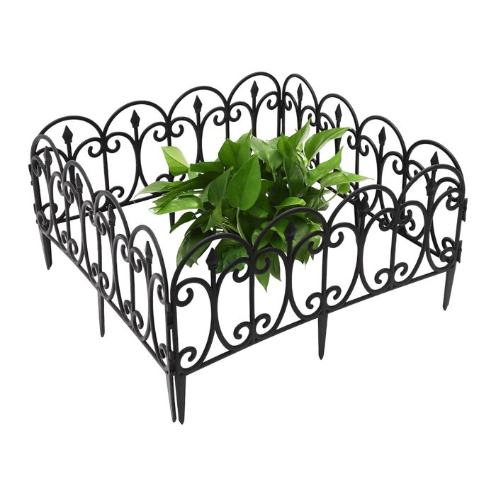 Lot de Barrière Décorative en Plastique Noir - Clôture de Jardin en Plastique - Clôture Décorative à Planter - BARRIERE ANTI-RACINE