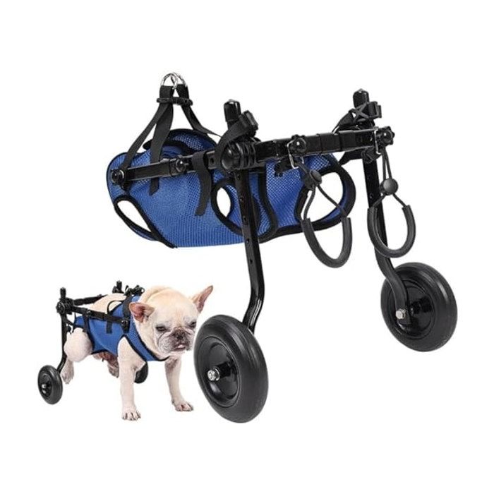 Fauteuil roulant pour chien - MANGGUO - Réglable - pour pattes arrière - léger aluminium - 5-8 kg