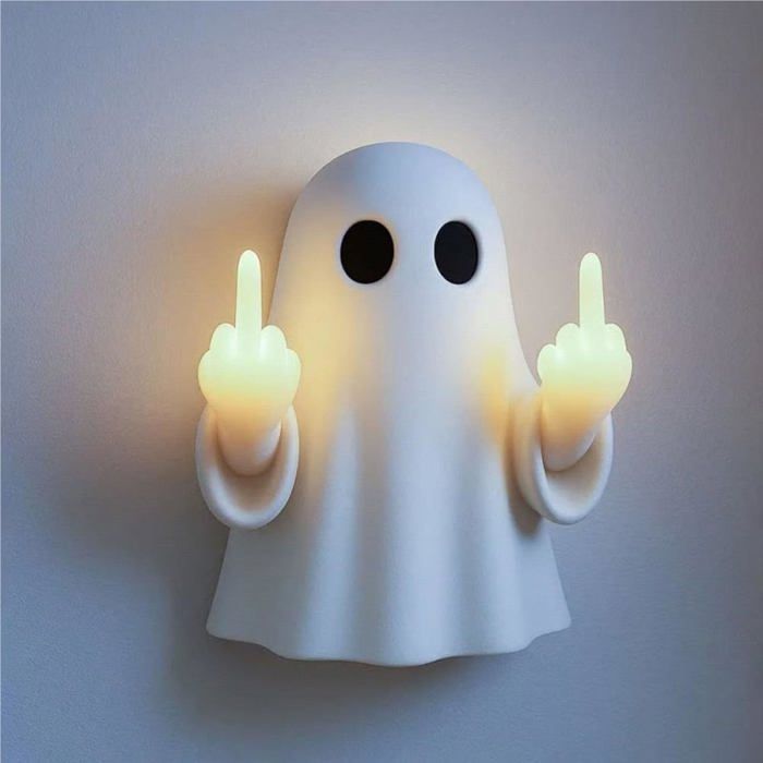 Lampe LED - GRANDSALEY - Fantôme faisant un doigt dhonneur - Résine - LED intégrée - Bouton une touche