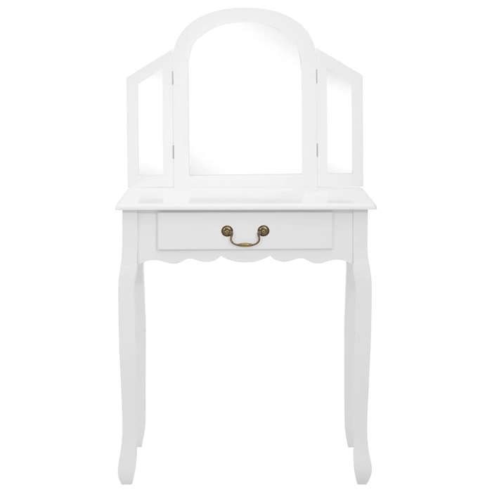 CONFORTHA®Coiffeuse et tabouret Blanc 65x36x128 cm Bois de paulownia MDF - Cabinet de rangement (2745)