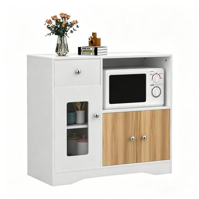 SUPFINE Meuble Buffet de Cuisine Scandinave avec Tiroir et Prise électrique pour Cuisine Salle à Manger et Salon 83 × 40 × 80cm