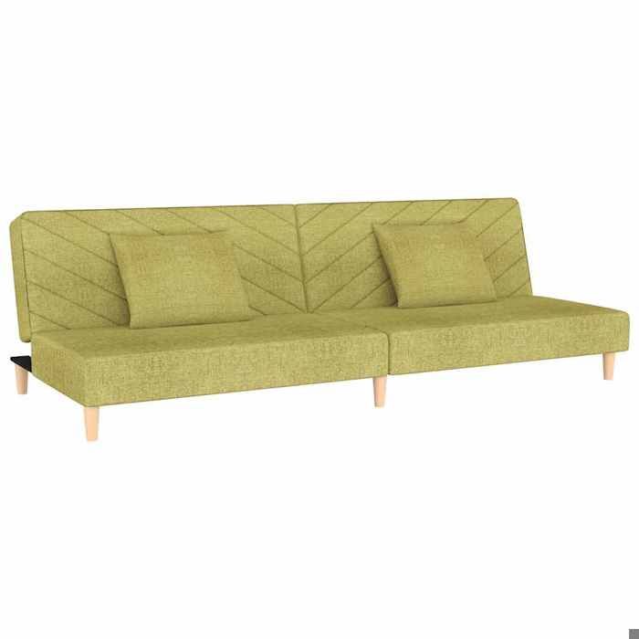 VIDAXL - SOFA MODERNE - Canapé-lit à 2 places - avec deux oreillers Vert Tissu_2056