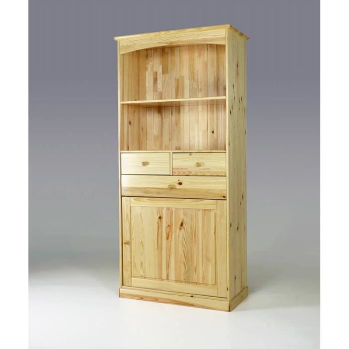 buffet haut - abc meubles - homme debout bois boreal - marron - bois massif - 1 porte - 3 tiroirs