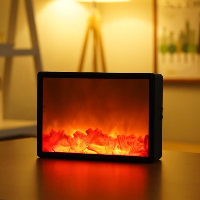 Cheminée Électrique à Effet de Flamme Rétro - ANNEFLY - Style3 - Lumière LED sans Flamme - Pile ou USB