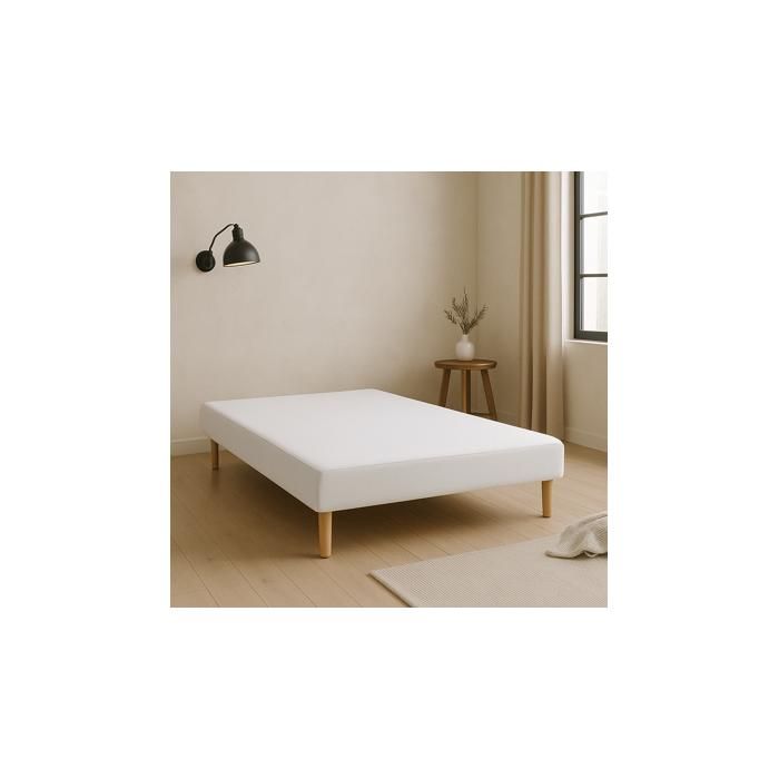SOMMIER TAPISSIER BLANC 160x200 cm FABRICATION FRANÇAISE ARTISANALE PIEDS OFFERTS HAUTEUR avec PIEDS 27 cm - 160x200blanc