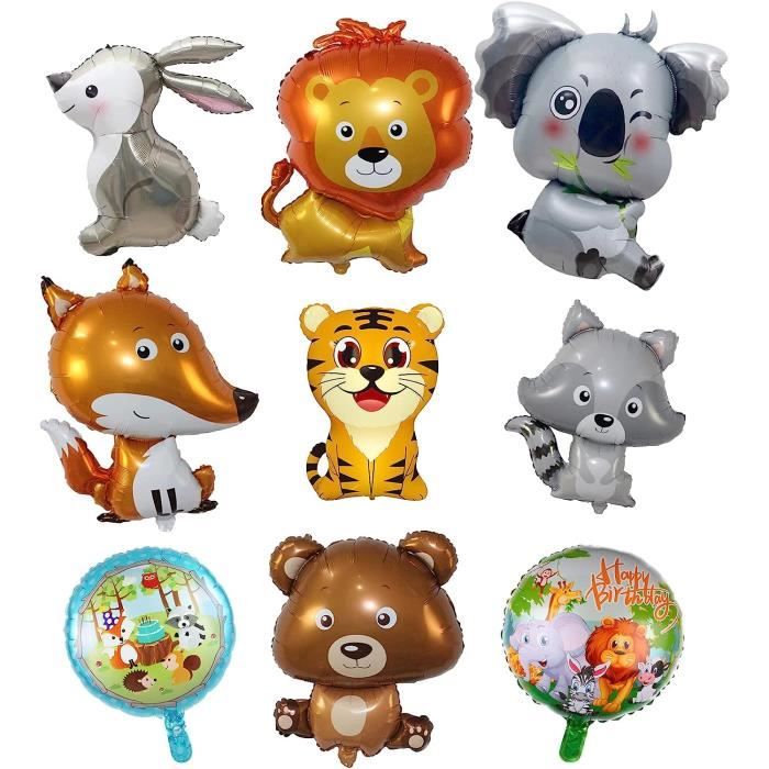 9 Pièces Ballon Animaux Jungle Ballons En Aluminium Enfants Ballons ...