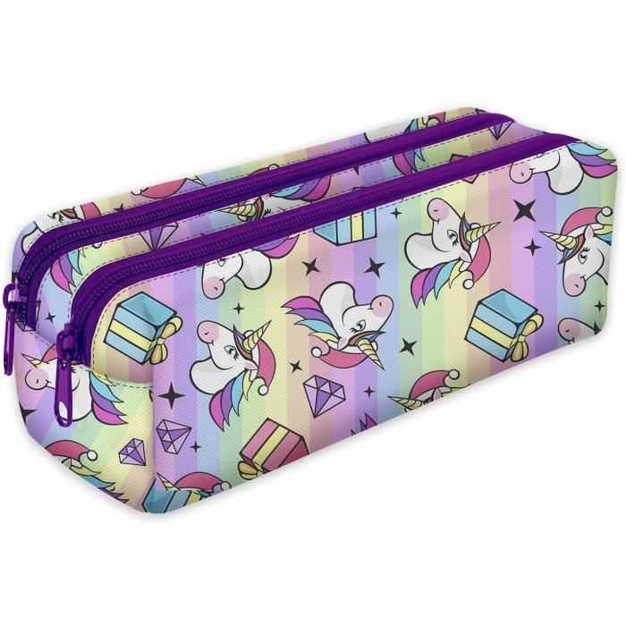Trousse Scolaire Unie - Lot De 2 En Velours Côtelé Et Toile - Pour école, Bureau, Rangement Crayons & Petits Objets