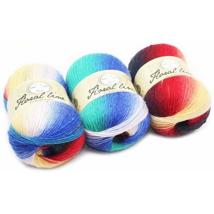 2 Pelotes De Laine 100% Coton - 100g - Couleurs Changeantes Beige & Blanc - Pour Tricot Et Crochet