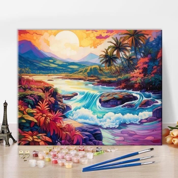 Kit Peinture Par Numéros Mammut Bergidylle | Paysage De Montagne A3 | 10 Peintures Acryliques Incluses