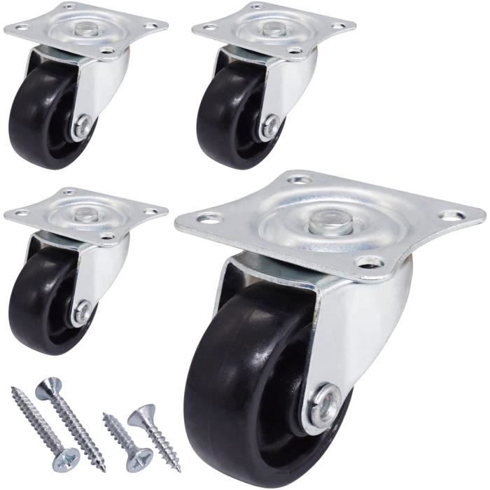4 Pièces Roulette Chaise Bureau, Vis M8 X 20mm Roulettes Charge Lourde Silence Roulettes Pivotantes Avec 2 Frein, 40mm Roulette Meuble 360 Degrés Pour Appareils Et Meubles