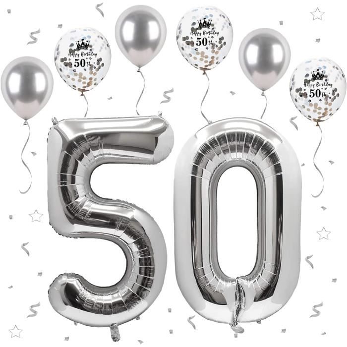 Decoration Anniversaire 50 Ans, 50 Ans Décorations Anniversaire De Fête En Noir Or, Arche Ballon