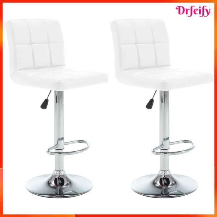 Tabourets de bar - Ayhao - AB323633 - Similicuir blanc - Hauteur réglable - Lot de 2