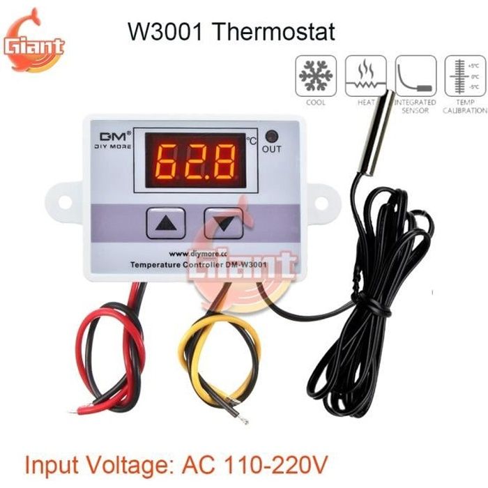 Thermostat à capteur NTC 12V AC 110V 220V, régulateur de température,  affichage numérique, wi-fi, DTC1201 W3001 W3002 [9361CE7] - Cdiscount  Bricolage