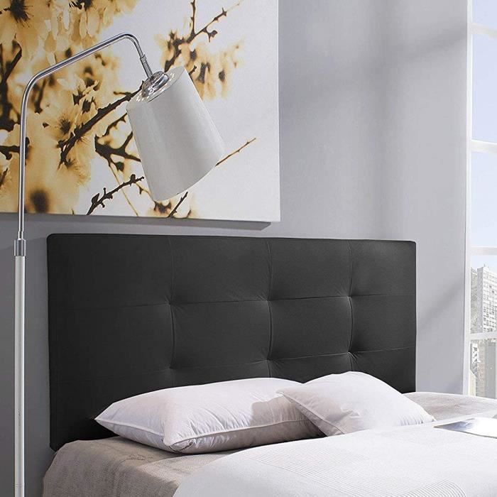 Tête De Lit Rembourrée MIRENN 140 Cm IDIMEX - Tissu Polyester Noir, Pieds En Plastique, Hauteur 69 Cm - 2