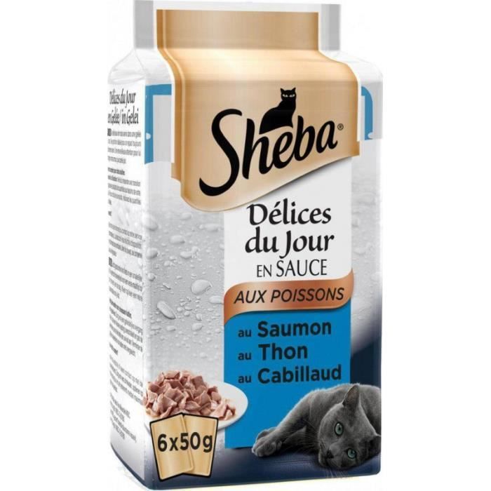 Comparer les prix de Aliments humides - SHEBA - Délice du Jour - Poisson - Lot de 6 x 50g - Pâtée pour chats adultes
