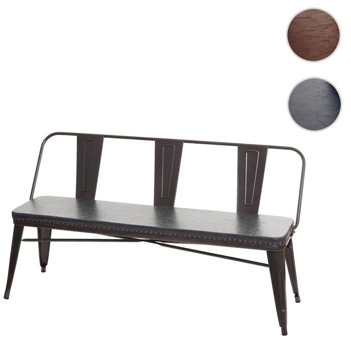 MCW Banc à 3 places MCW-H10 chesterfield similicuir noir-gris MCW Banc à 3 places MCW-H10 chesterfield similicuir noir-gris