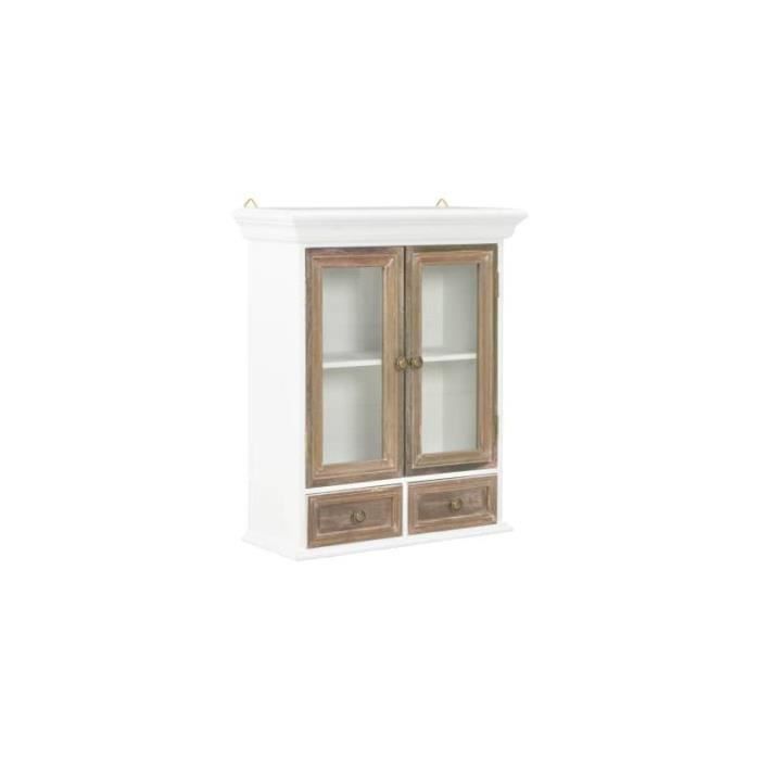 Armoire murale - Alsa - 49 x 22 x 59 cm - Bois massif - 2 portes - Blanc