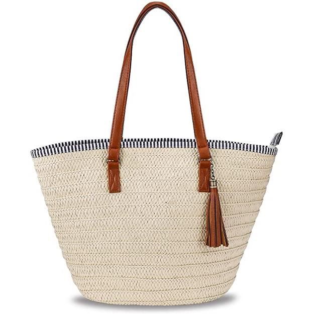 sac de paille sac de plage d'été pour femme en rotin bandoulière à porter à l'épaule avec style boho fait main pour le voyage