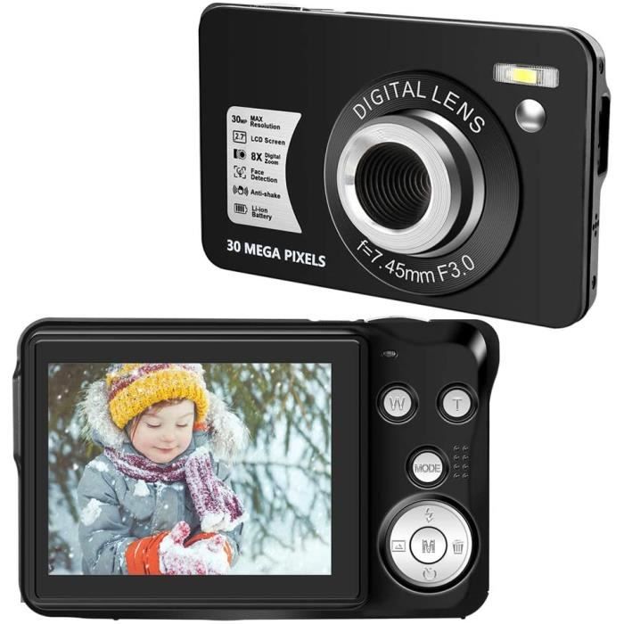 Appareil Photo Numérique 2,7 Pouces 1080P 30 Mégapixels HD Appareil Photo Numerique Rechargeable Caméra Appareil Photo de Poche Appareil Photo Compact avec Zoom 8X pour la Photographie Débutante 